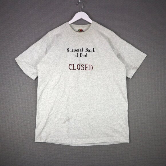 National Bank of Dad CLOSED Vintage Single Stitch 1990s Fruit of the Loom XL - Picture 1 of 8